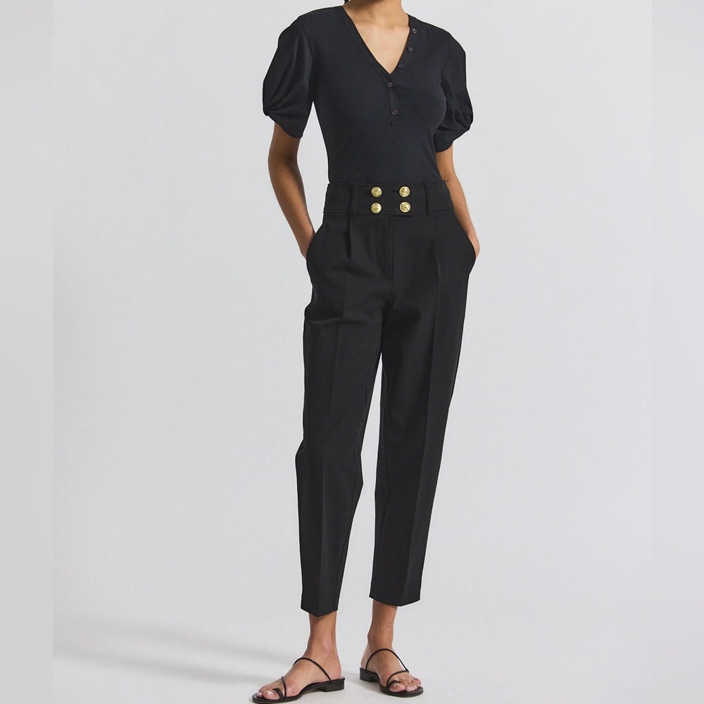 10 Crosby Derek Lam dark navy High-Rise Trousers with Gold Buttons
